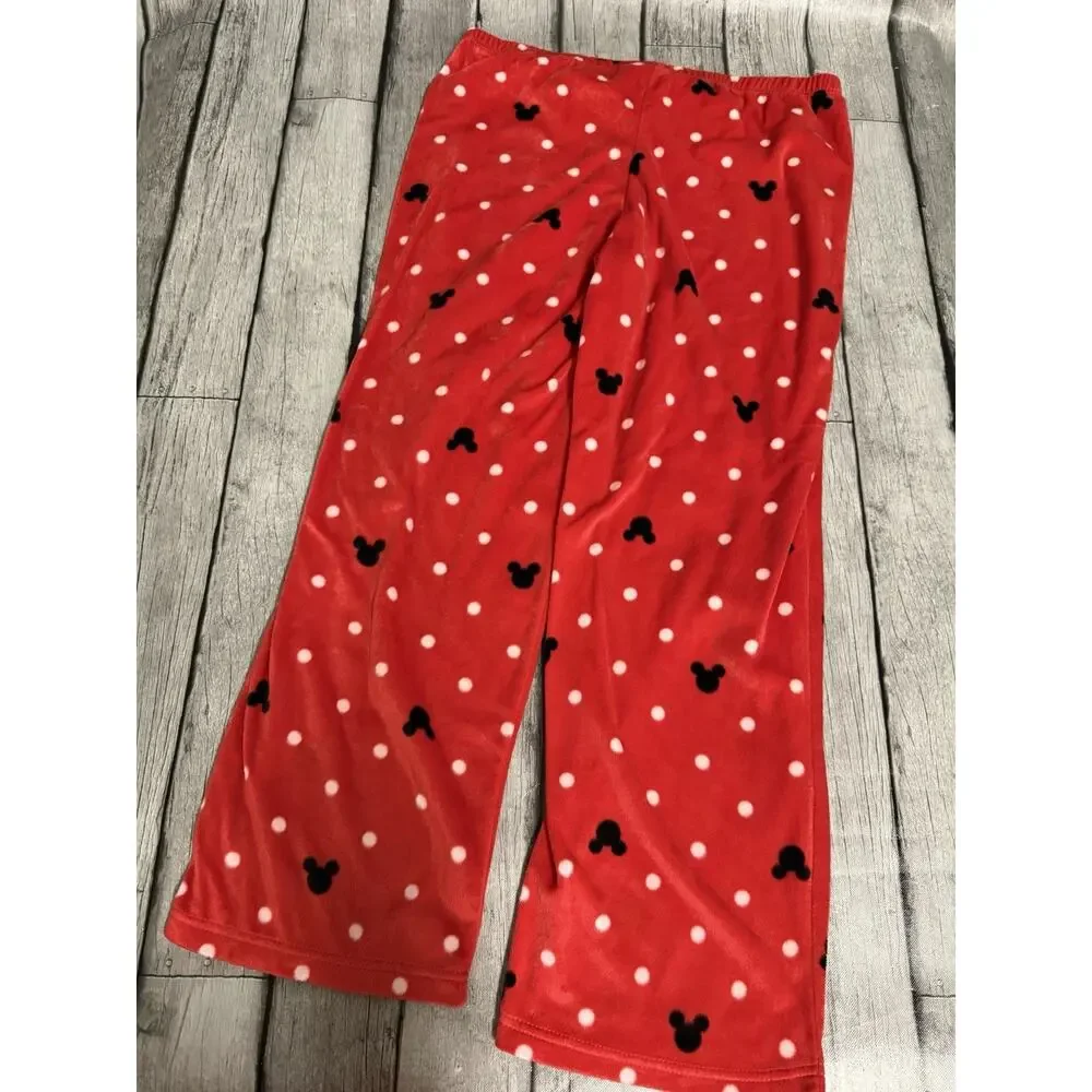 Women's DISNEY Plush Mickey Mouse PJ Pajama Pants Lounge Red Large 12/14 - Picture 8 of 8